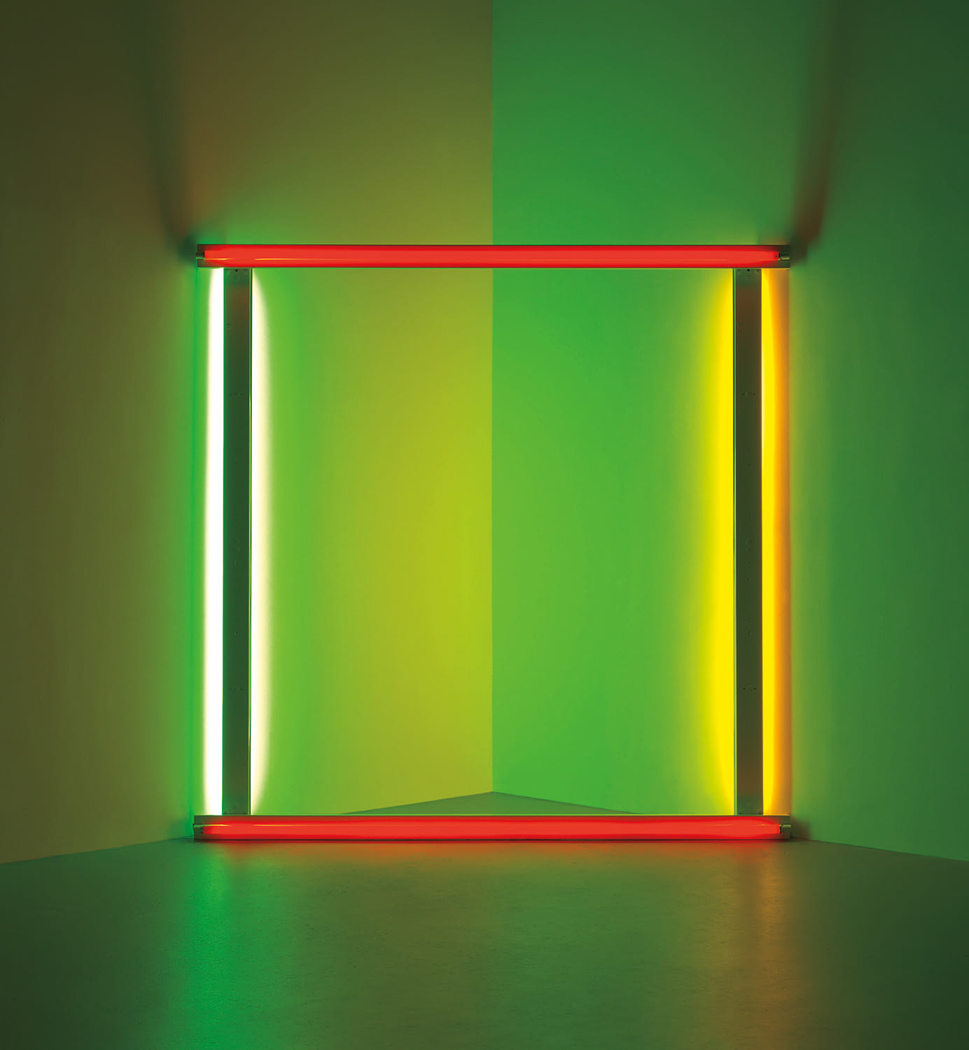 Dan Flavin — red, green and yellow fluorescent light