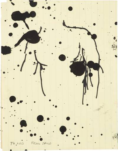 paint on notebook paper, folded in half