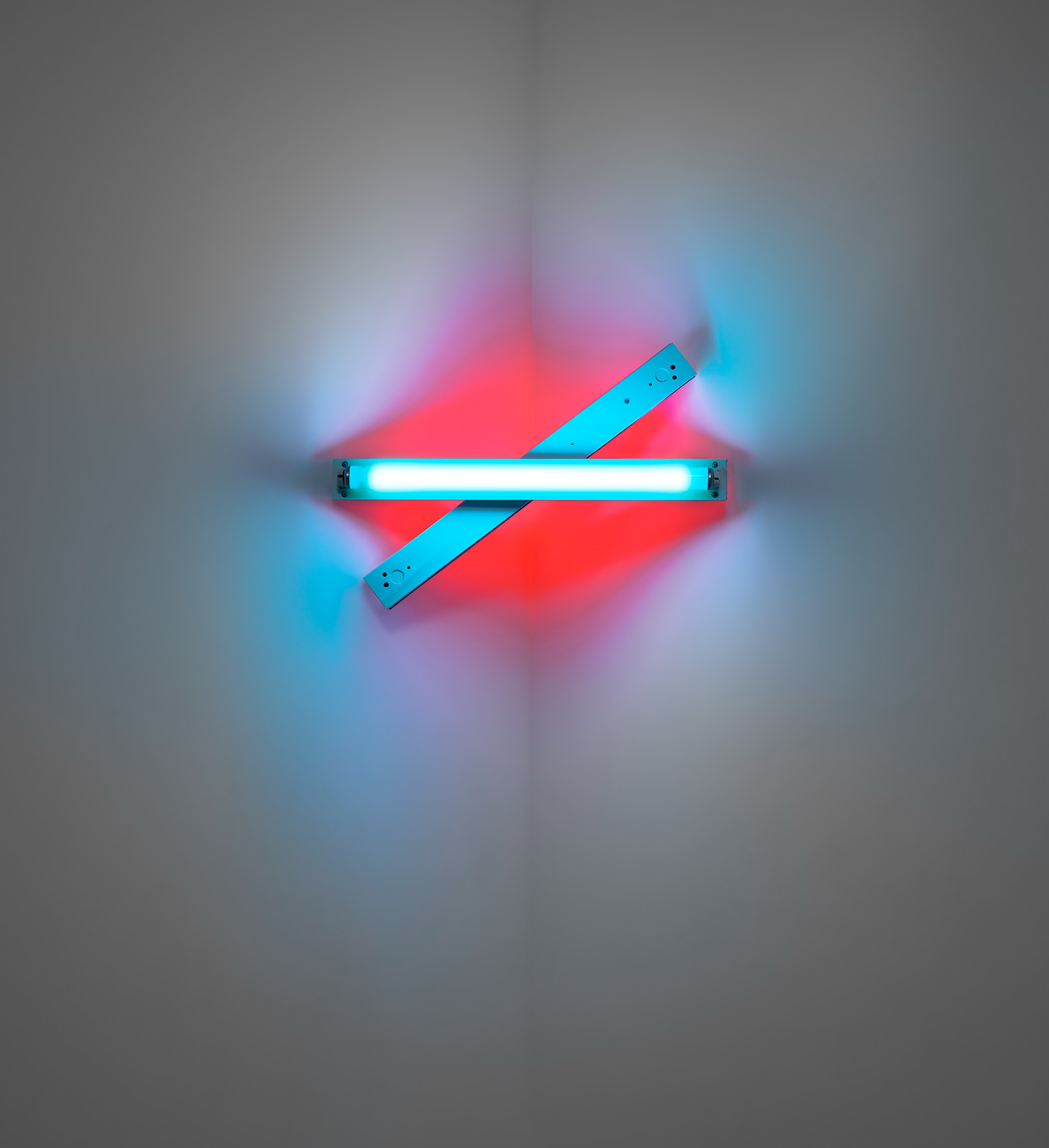 Dan Flavin — red and blue fluorescent light