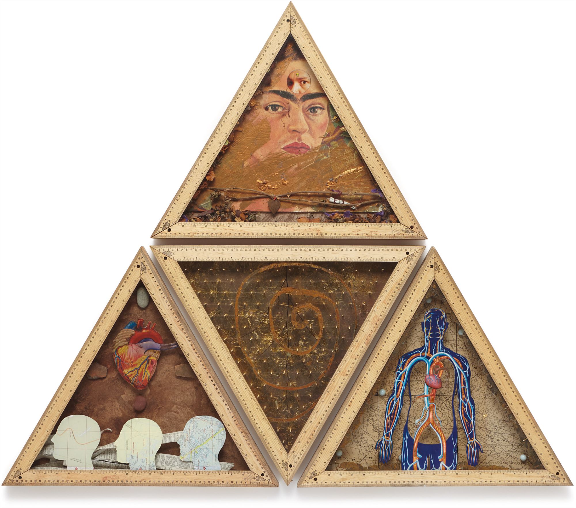 Adolfo Patiño — 4 works: i) Autorretrato de Frida Kahlo pensando en mi y yo pensando en la muerte II  ii) Autorretrato pensando en el cosmos iii) El árbol de la vida iv) Códices