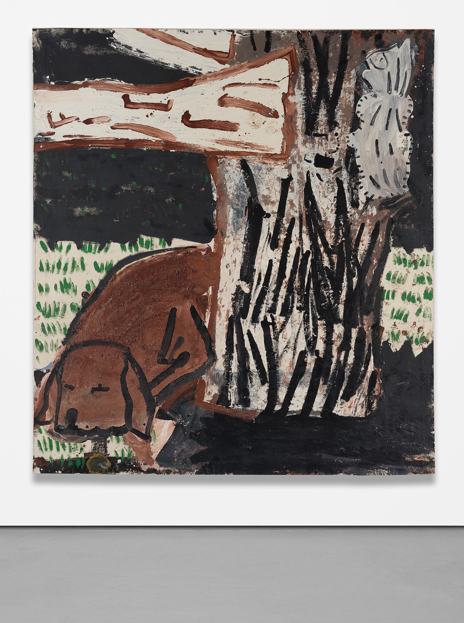 Rose Wylie — Green Grass, White Cat