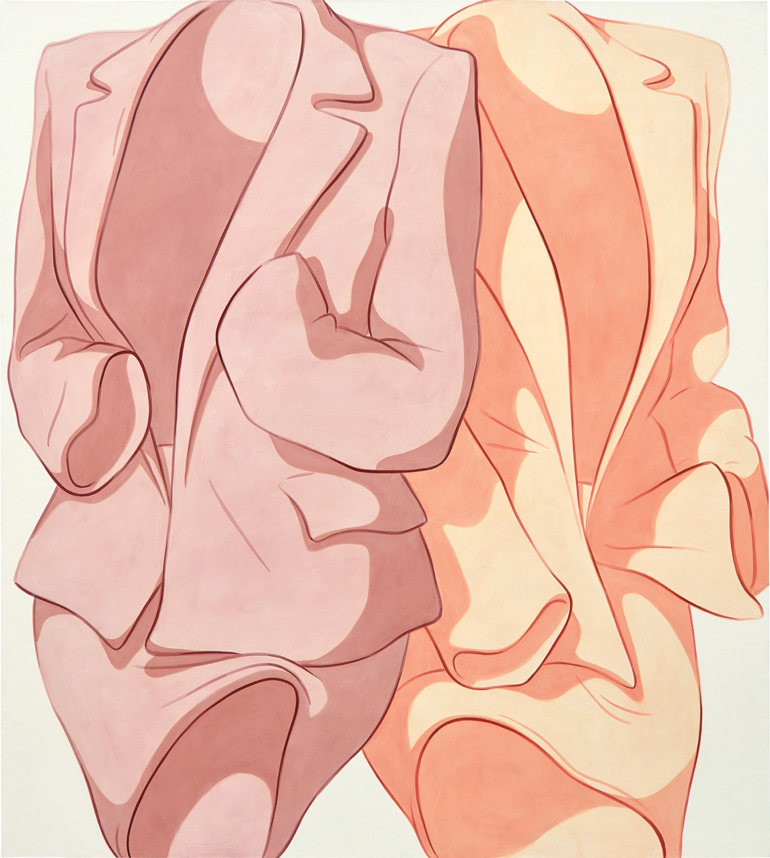 Two Suits, Wrist Bent, Cuff to Pocket (Mauve, Peach)