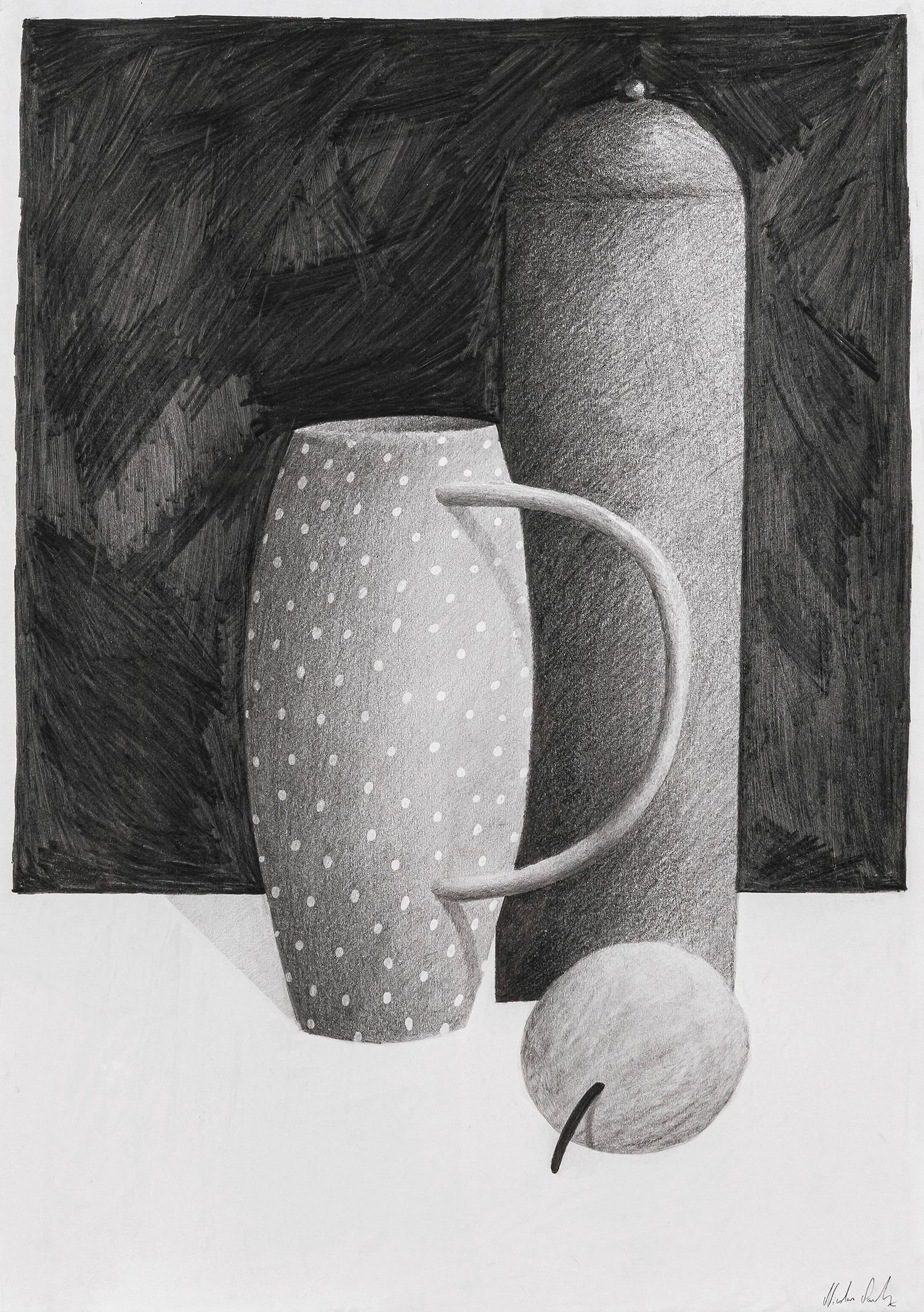 graphite on paper, in artist's frame