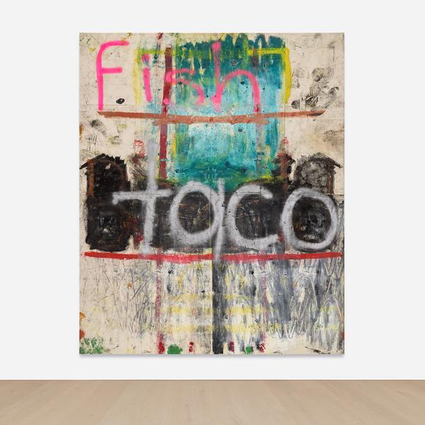 denim and inkjet print on canvas