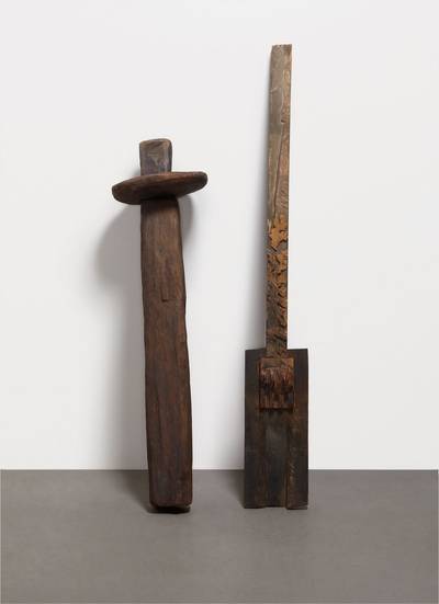 Cedar, stain, graphite, in 2 parts