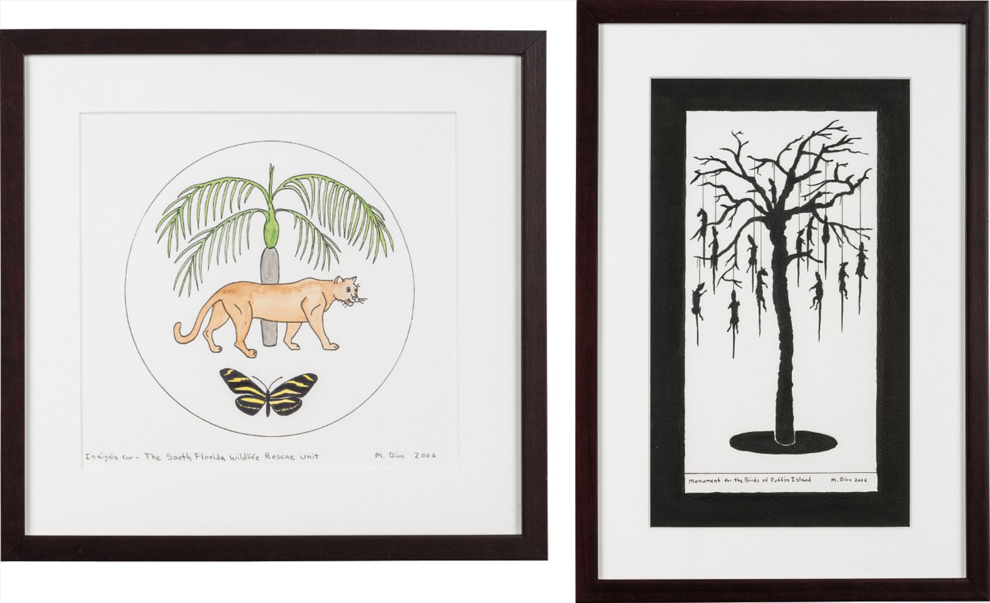 Mark Dion — Two works: (i) Insignia for the South Florida Wildlife Rescue Unit, (ii) Monument for the Birds of Puffin Island, 2006