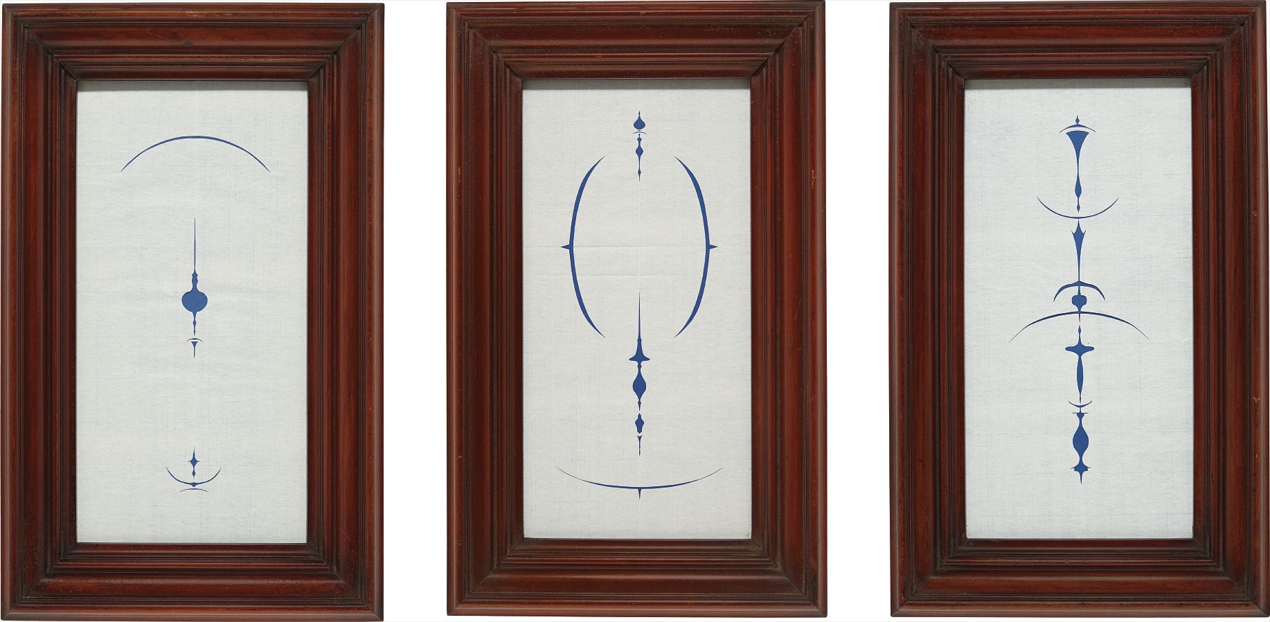 Gretchen Faust — cut mulberry paper on blue card, in artist's frame