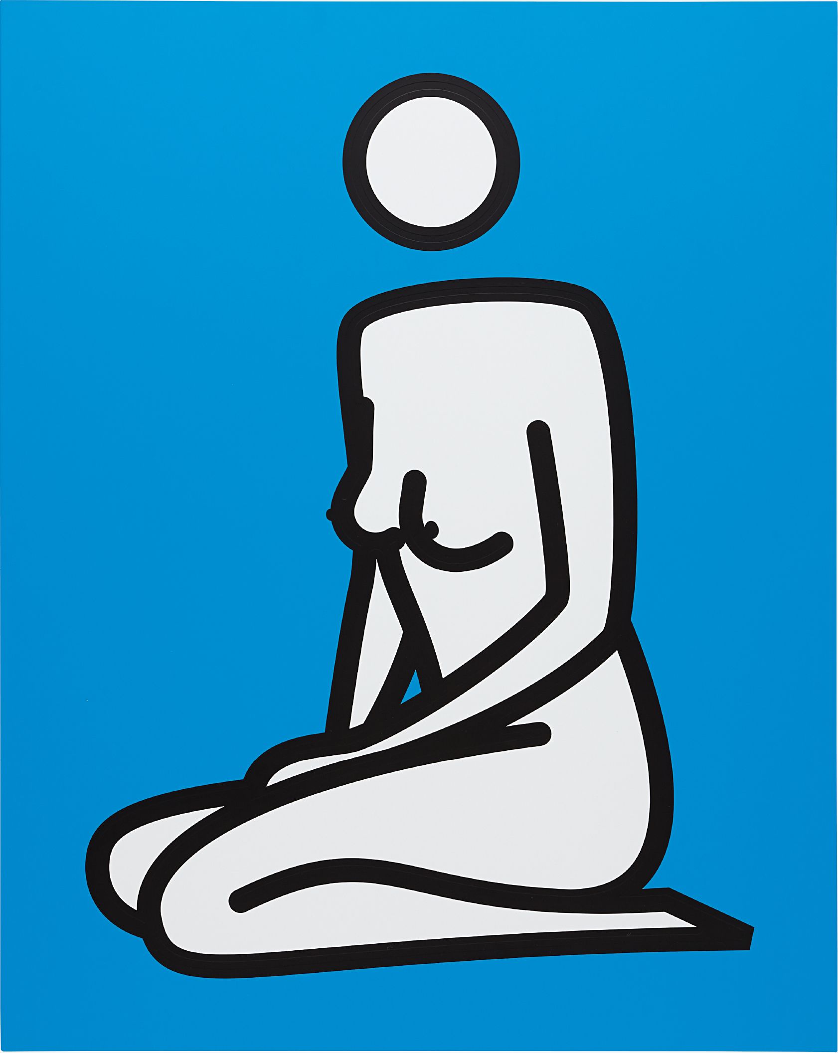 Julian Opie — Female nude kneeling hands in front
