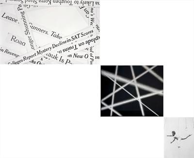 The Plebian Group: (i) Headlines #7; (ii) Abstract (fuzzy diagonal #3) [Negative]; (iii) Trapeze #2