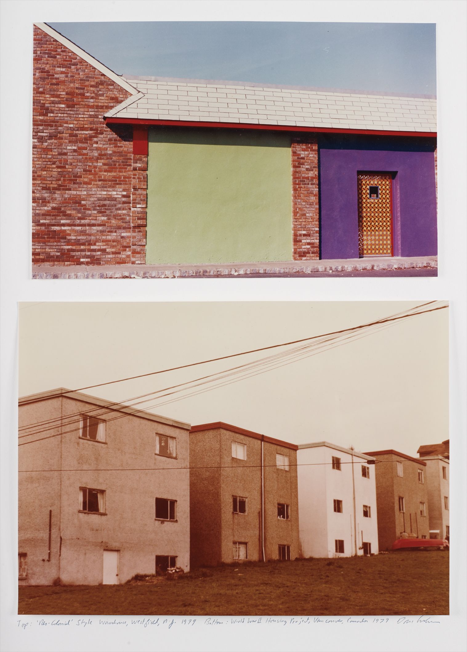 Two works: (i) 'Neo-Colonial' Style Warehouse, Westfield, N.J., 1979;(ii) World War II Housing Project, Vancouver, Canada