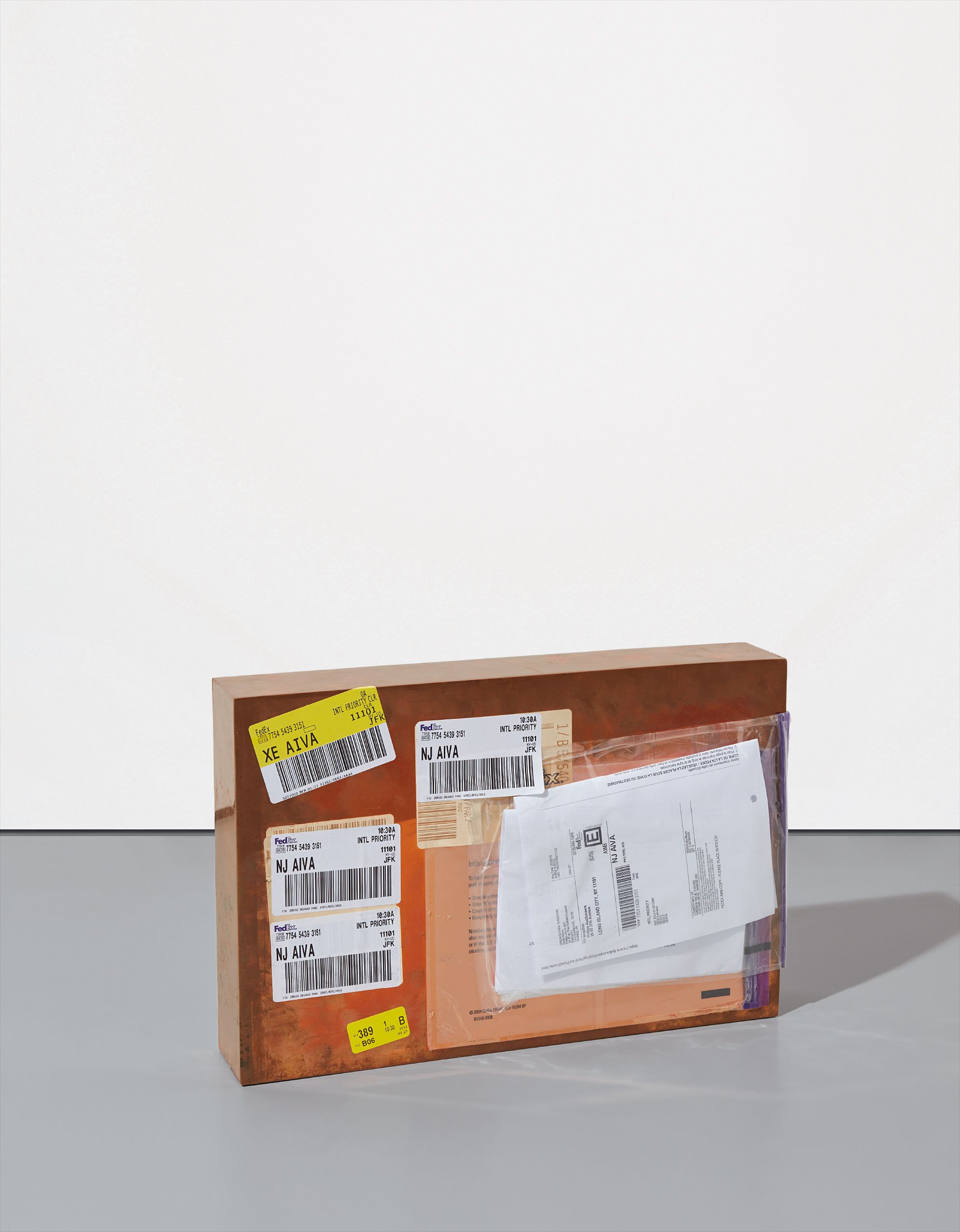 Walead Beshty — Copper (FedEx® Large Box ©2005 FEDEX 139751 REV 10/05 SSCC, International Priority, Los Angeles–Brussels trk#793448970941, April 15–22, 2010,[...], International Priority, La Courneuve–Long Island City trk#775454393151, January 20–21, 2016)
