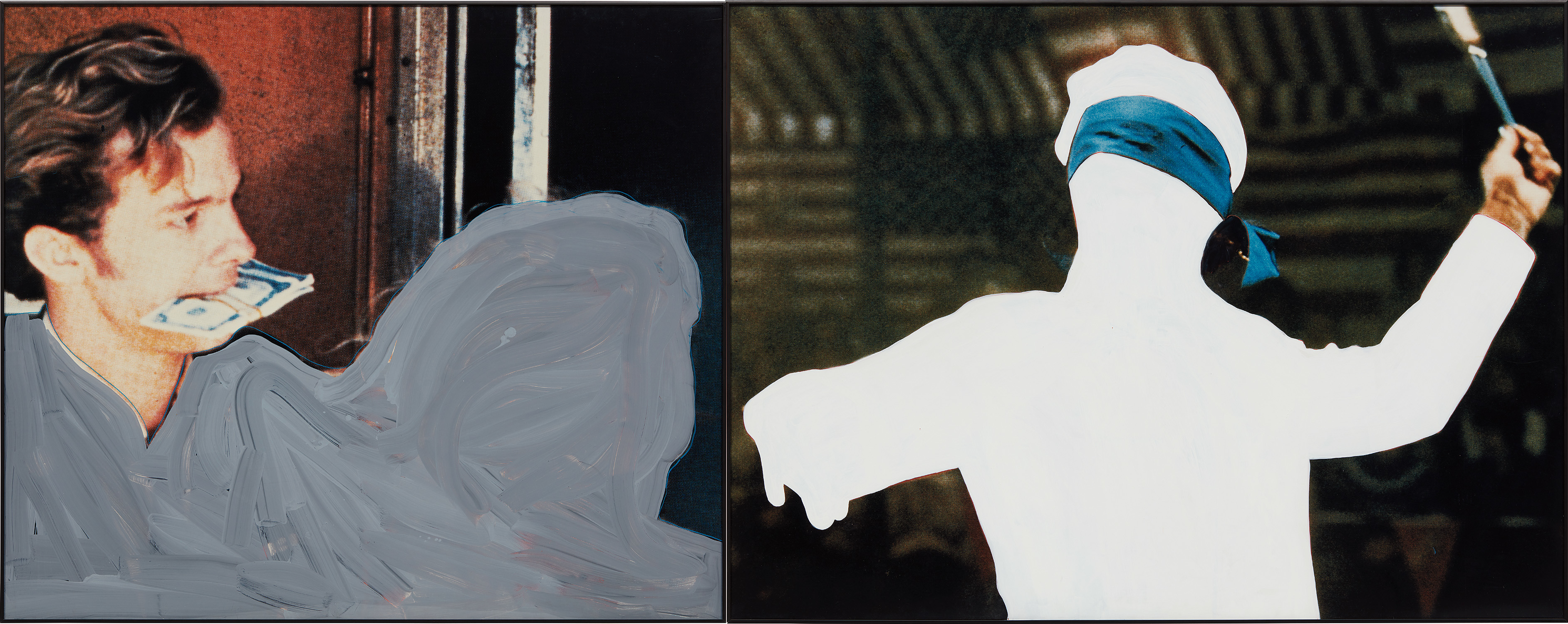 John Baldessari — Figure (With Money) and Knife Thrower (With Blue Blindfold)