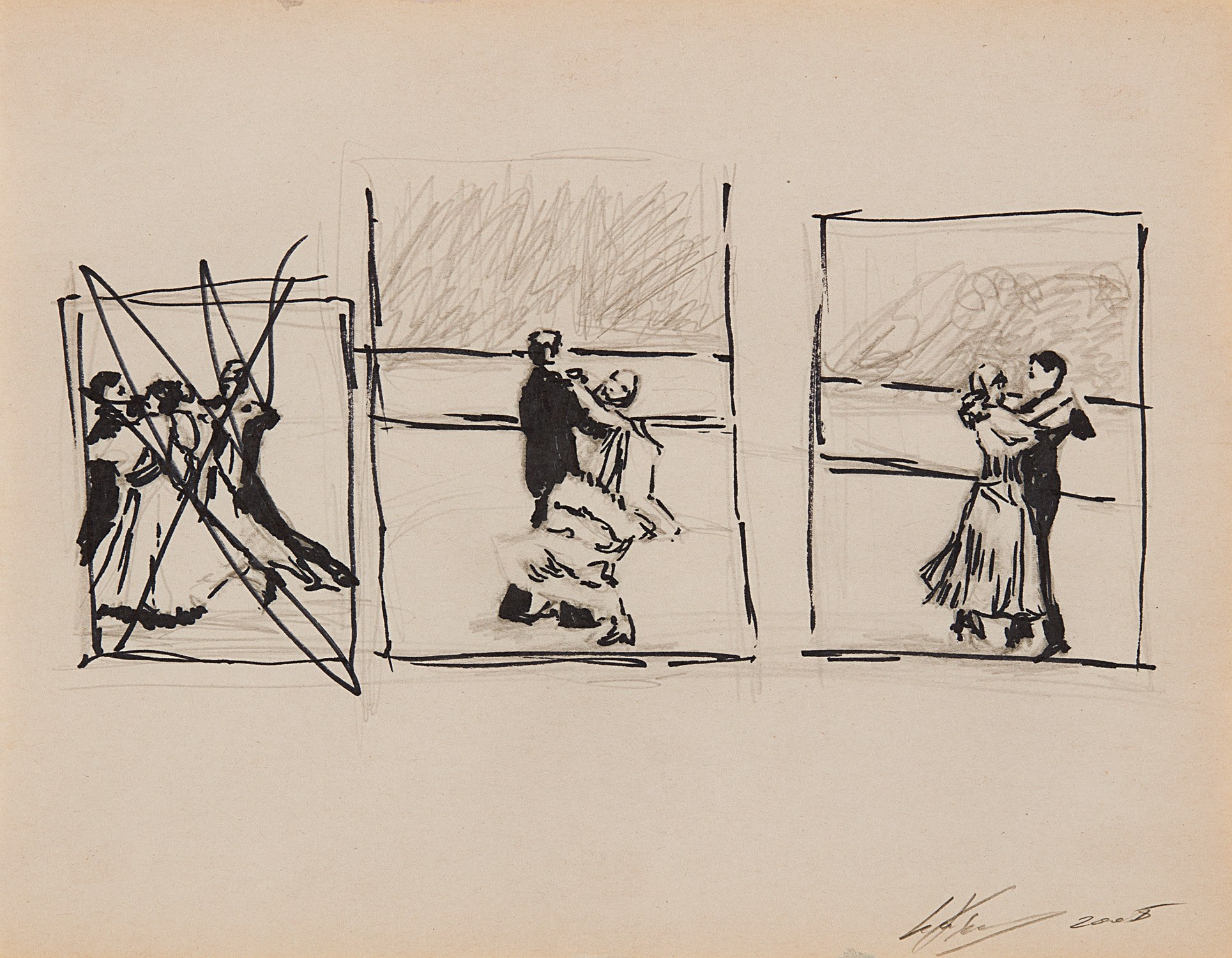 Luc Tuymans — drawing for "Ballroom Dancing"