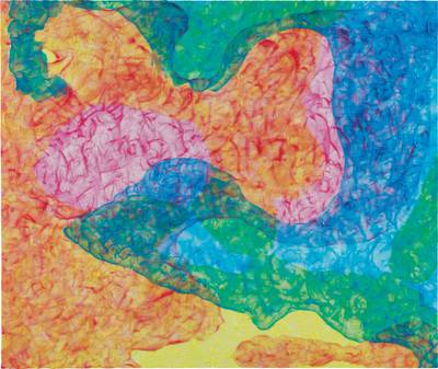 Layer Painting (CMY): Still Life with Three Fish and One Vase (Abstract)