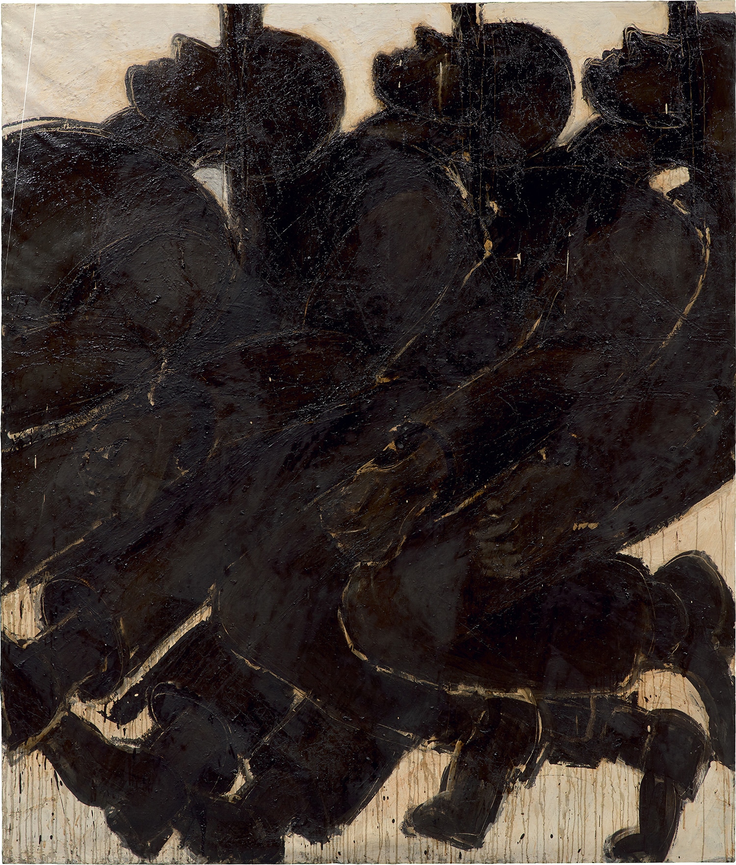 Lester Johnson — Three Men with Hats Walking #2