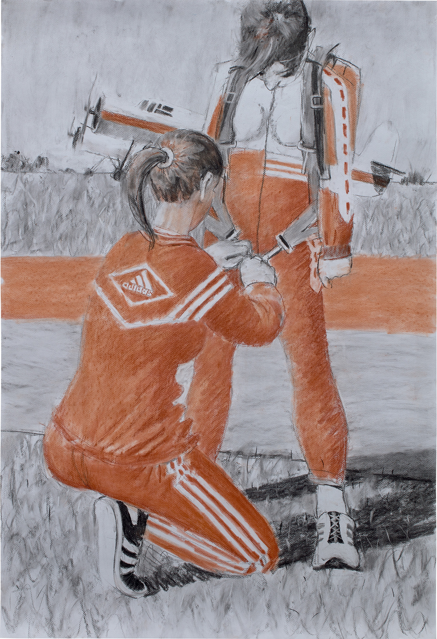 Alexey Kallima — coal and sanguine on paper