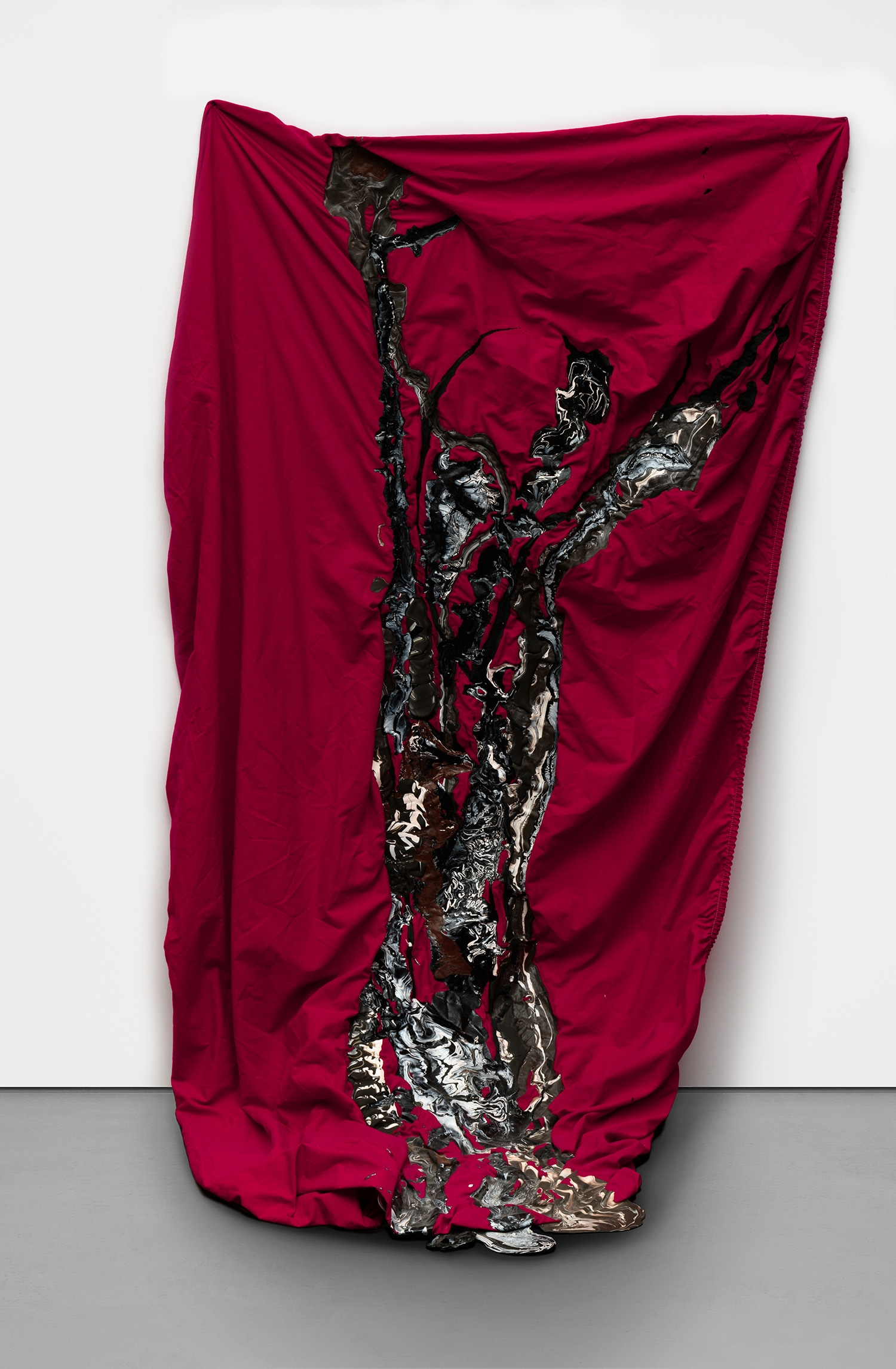 Rodney McMillian — latex on bed sheet