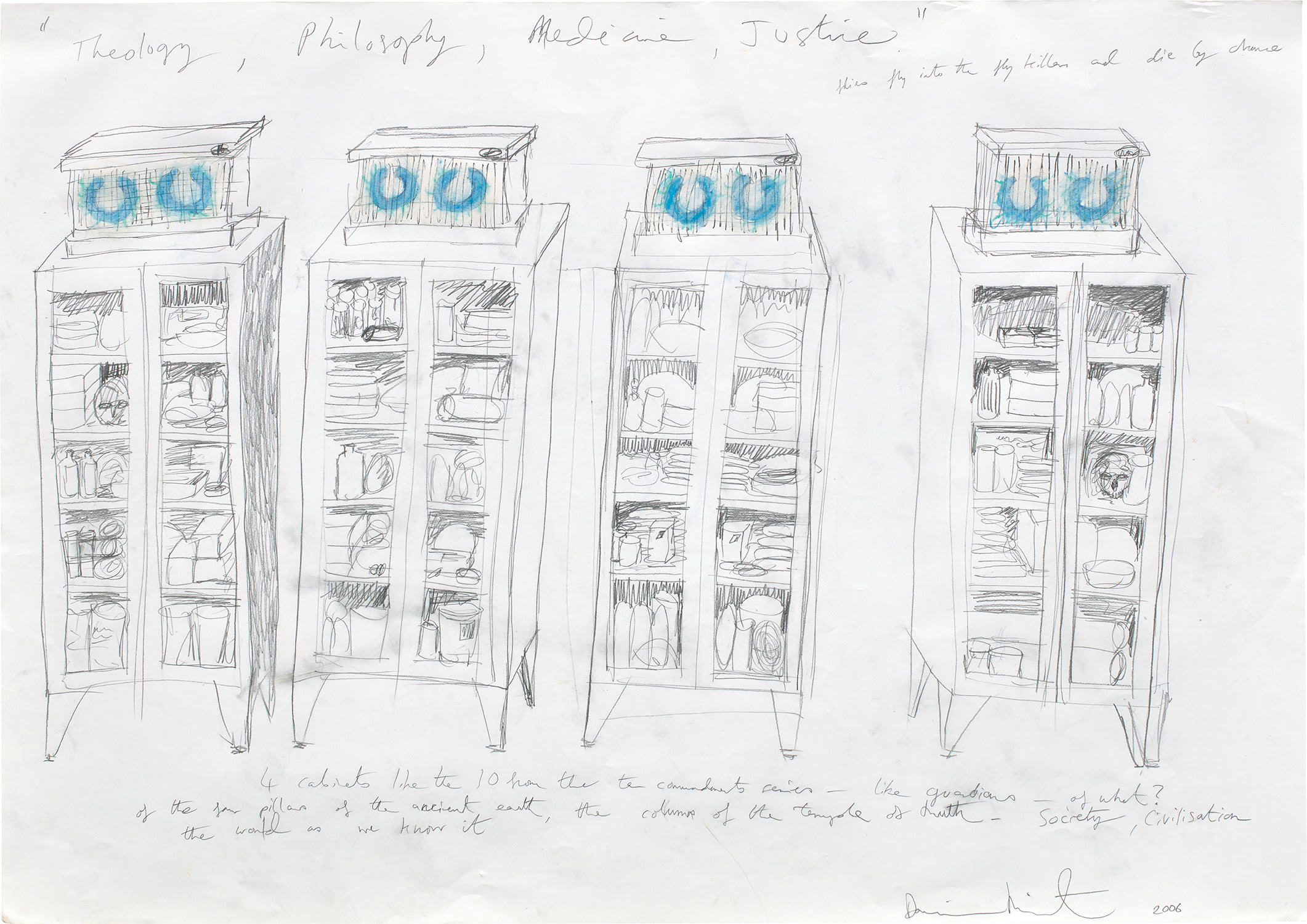 Damien Hirst — Drawing for Theology, Philosophy, Medicine, Justice
