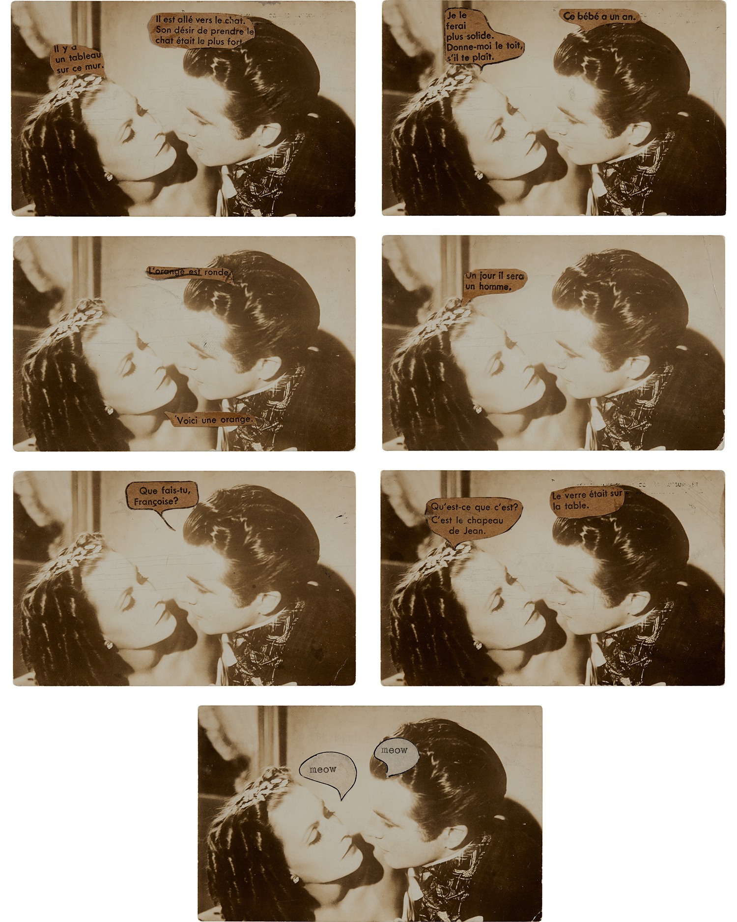 Andy Warhol — seven photographic postcards with collaged text