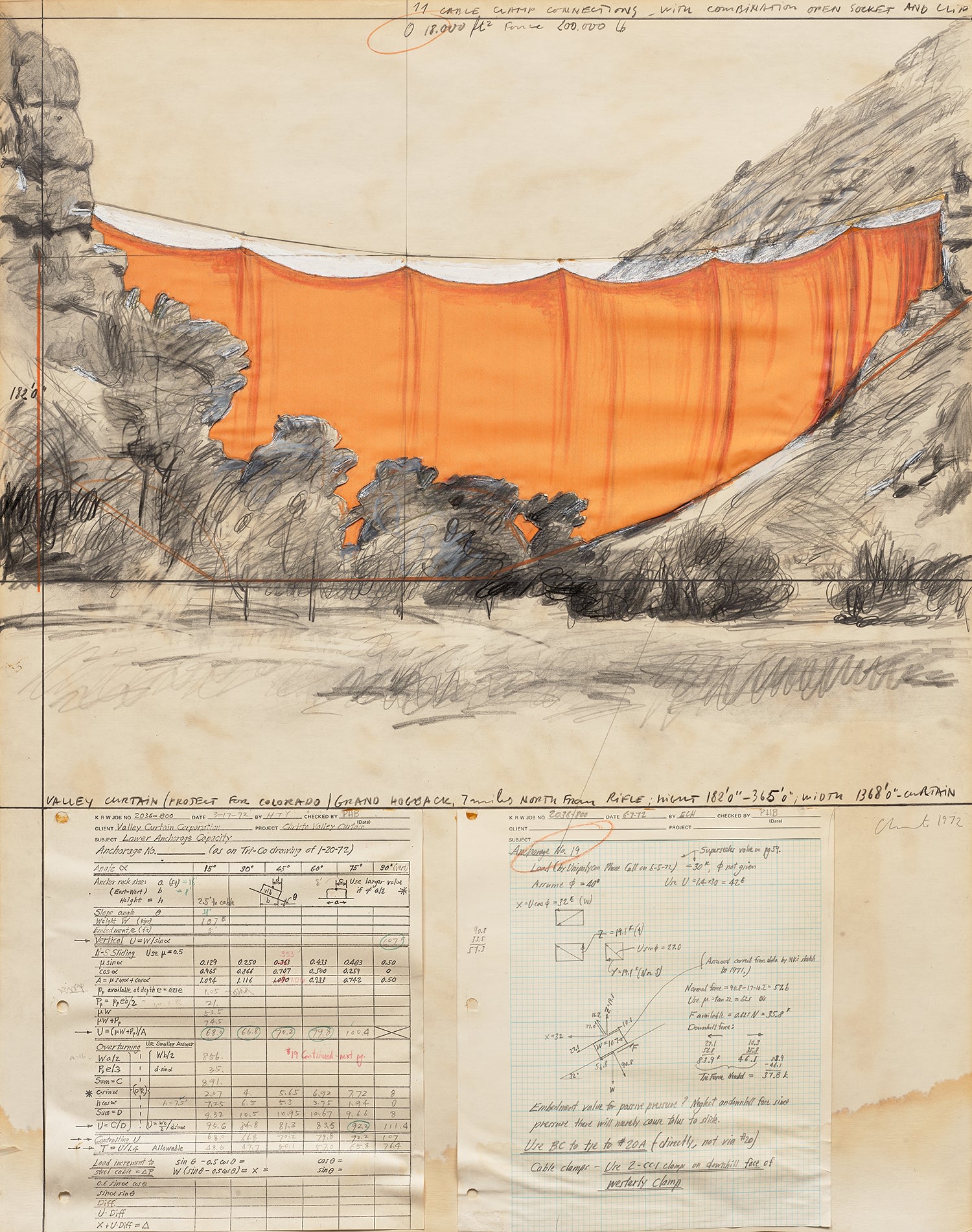 Christo — Valley Curtain (Project for Colorado) Grand Hogback, 7 Miles North from Rifle