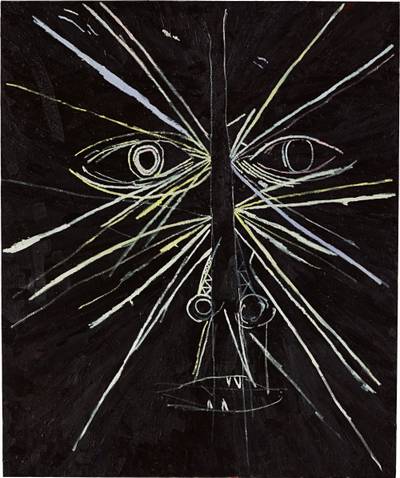 "The ‘Face Paintings’ allow me to express myself in a way that the ‘Butterflies’ don’t. I have an idea as to what sort of face is going to happen when I do a ‘Face Painting,’ but I don’t exactly know what color it will take, or how many eyes it’s going to have, whereas the ‘Butterflies’ are fairly planned out. They’re still intuitive, but I generally know where they are going. It’s a different kind of freedom, a different kind of expressionism. It’s personal without being overtly personal."
