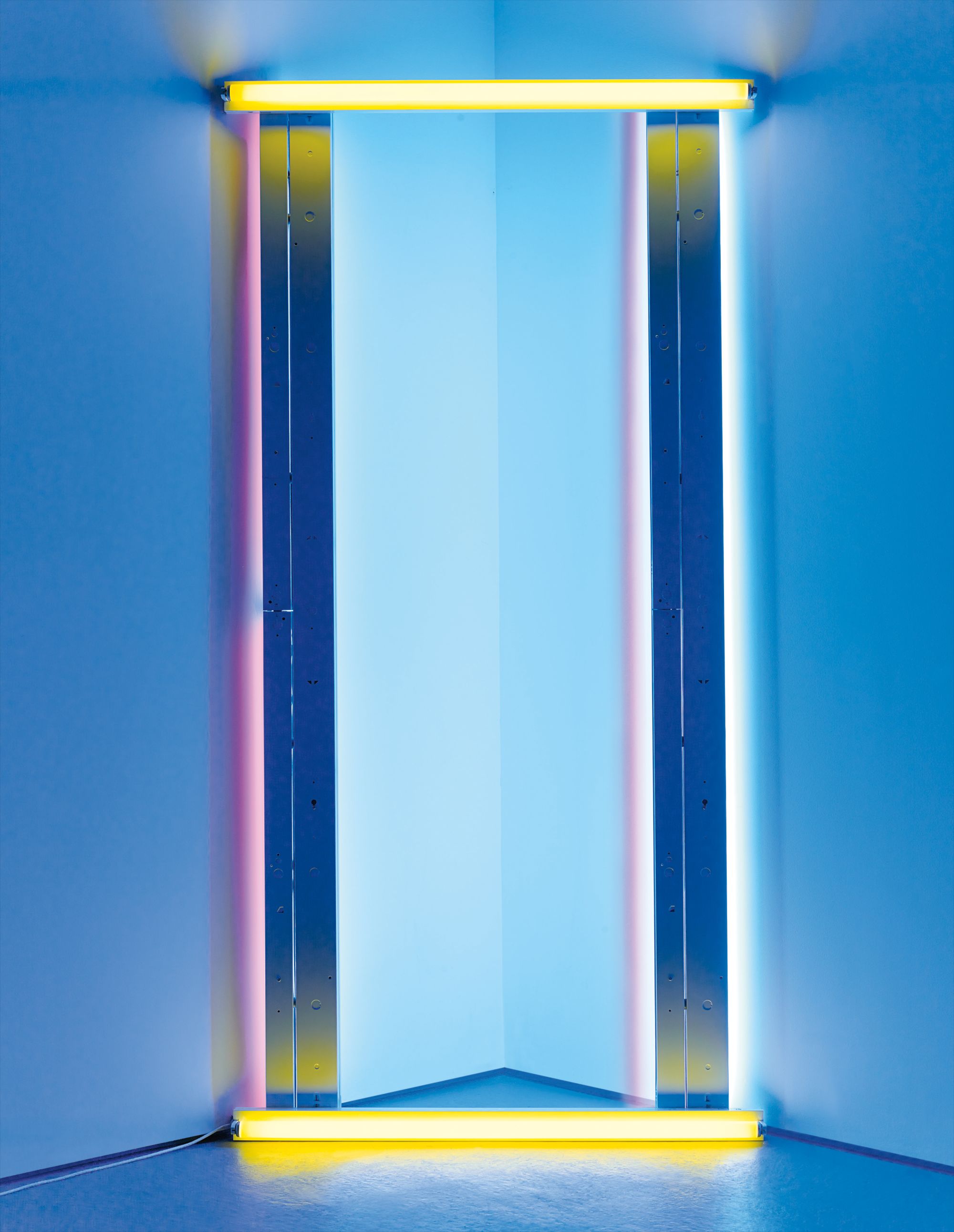 Dan Flavin — red, yellow, blue fluorescent light