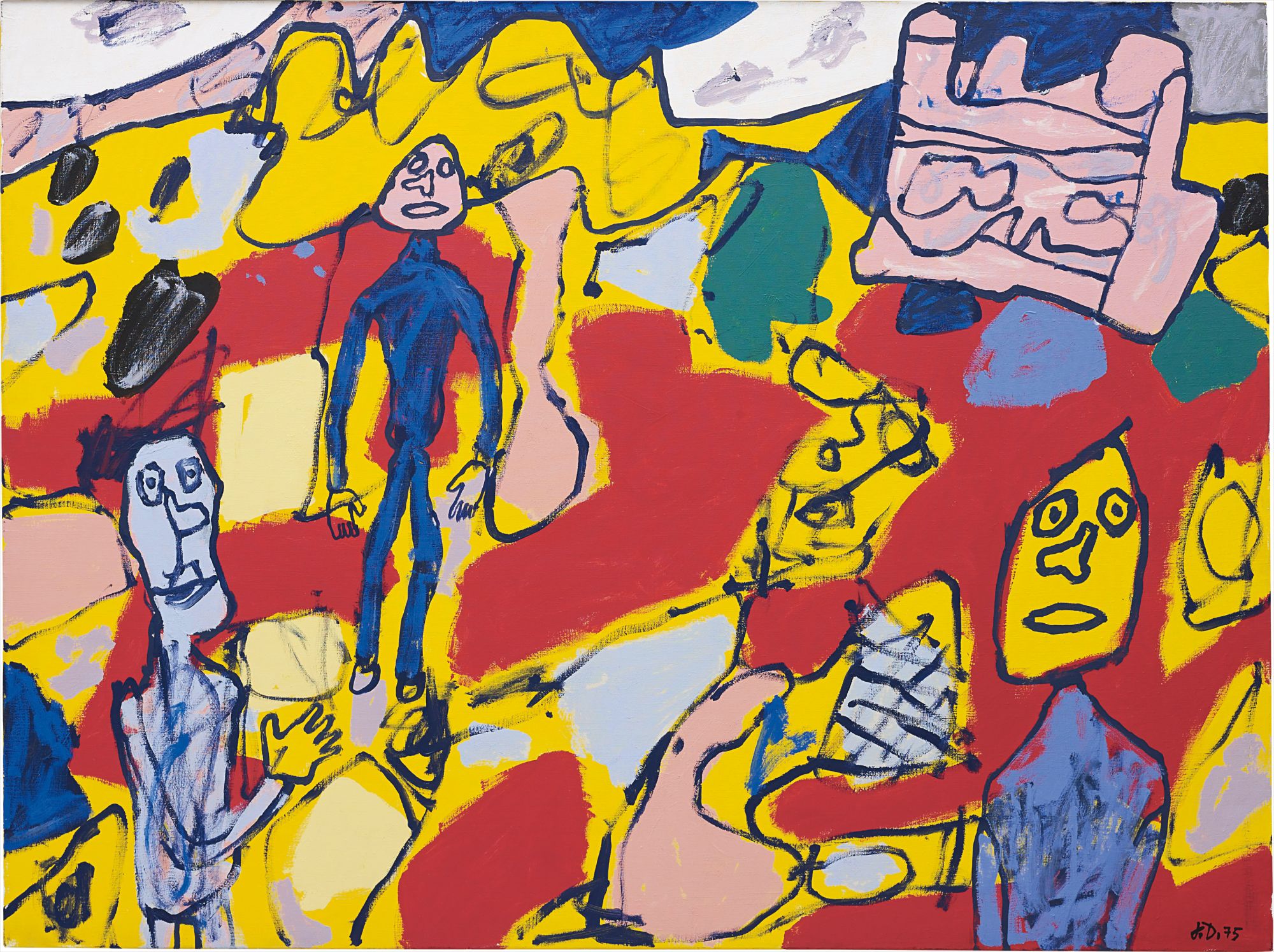 Jean Dubuffet — Paysage au château (avec 3 personnages)