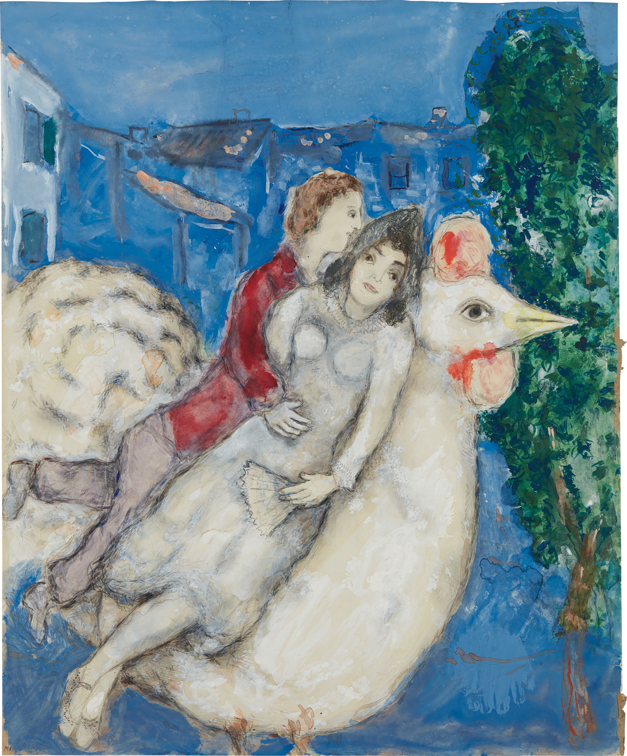 Marc Chagall — Les fiances sur le coq ou Les amoureux en val