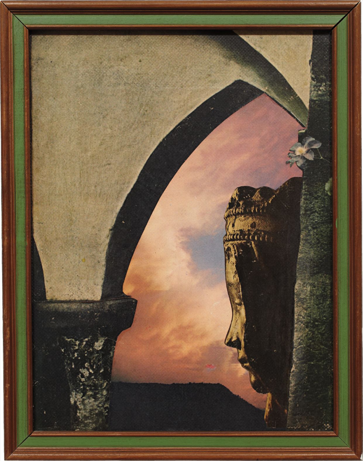 paper collaged on printed paper laid on Masonite