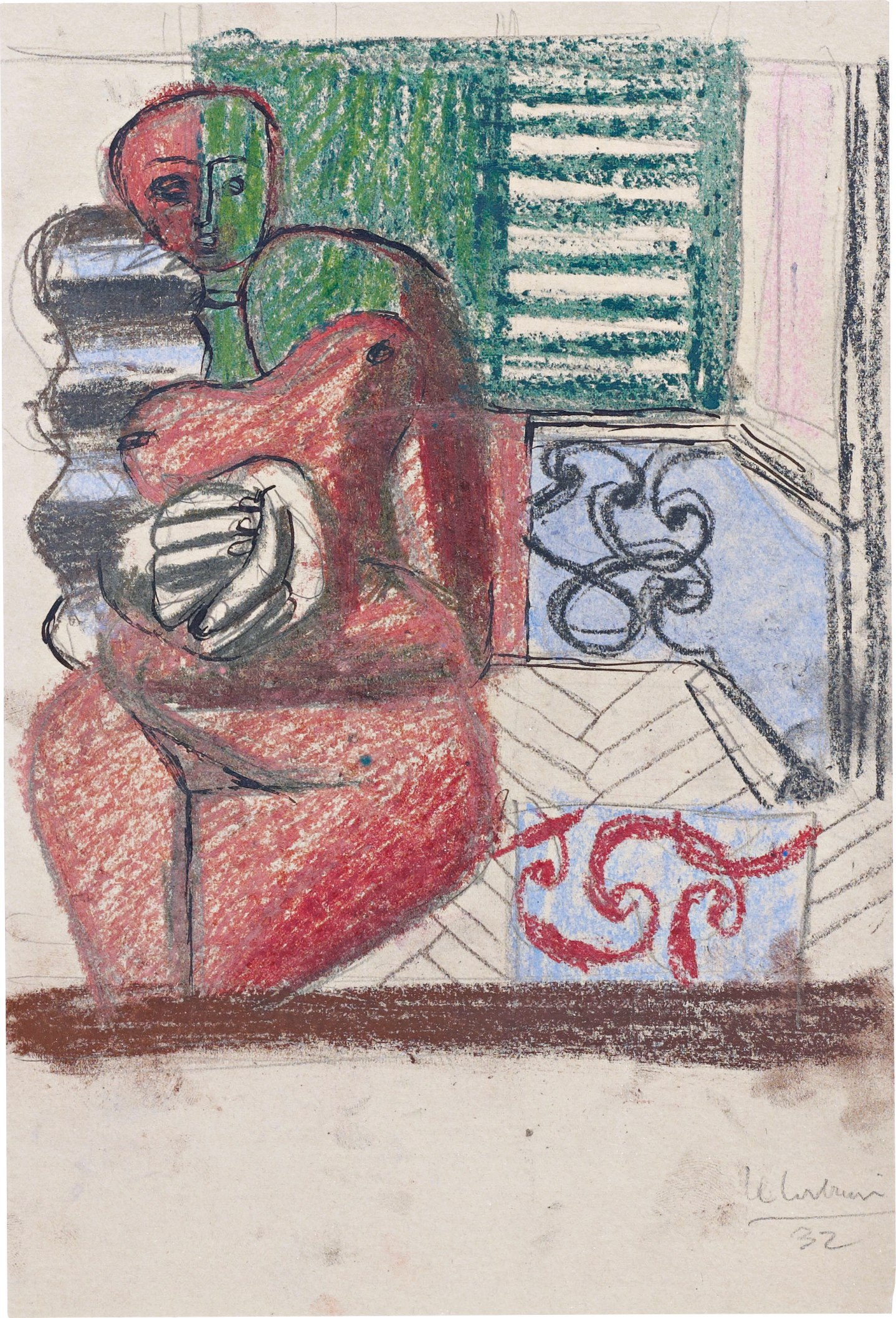 Le Corbusier — Etude de  Femme Rouge et Pelote Verte