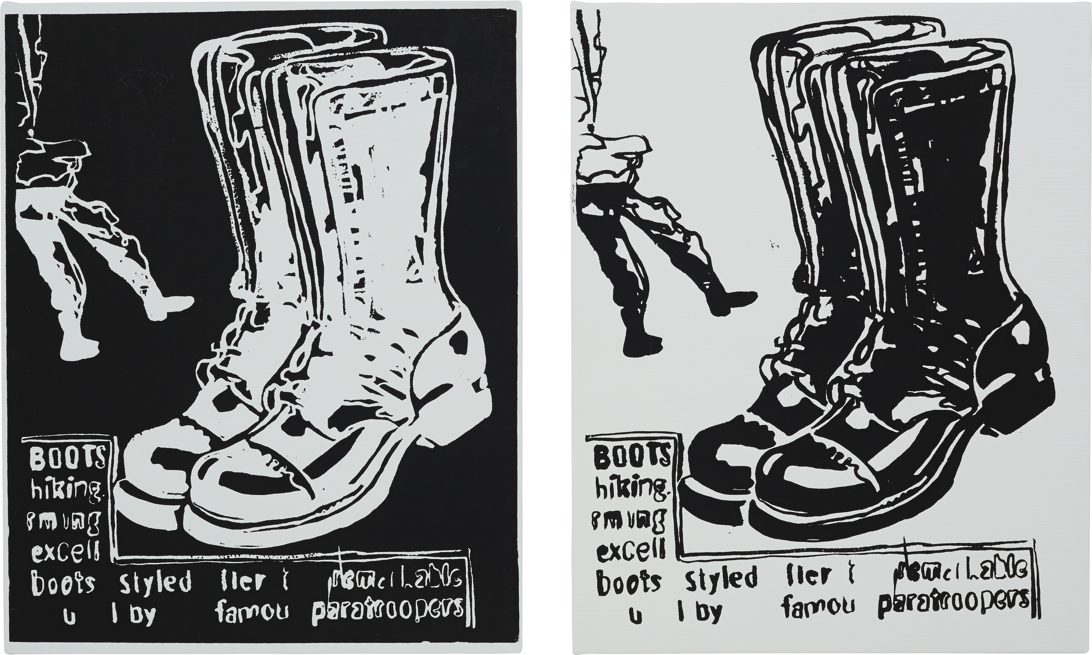 Andy Warhol — Paratrooper Boots: Positive and Negative (Diptych)