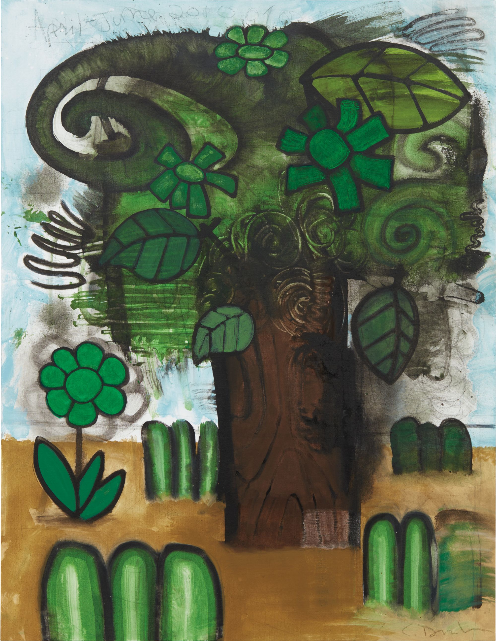 Carroll Dunham — Green Flowers (5)
