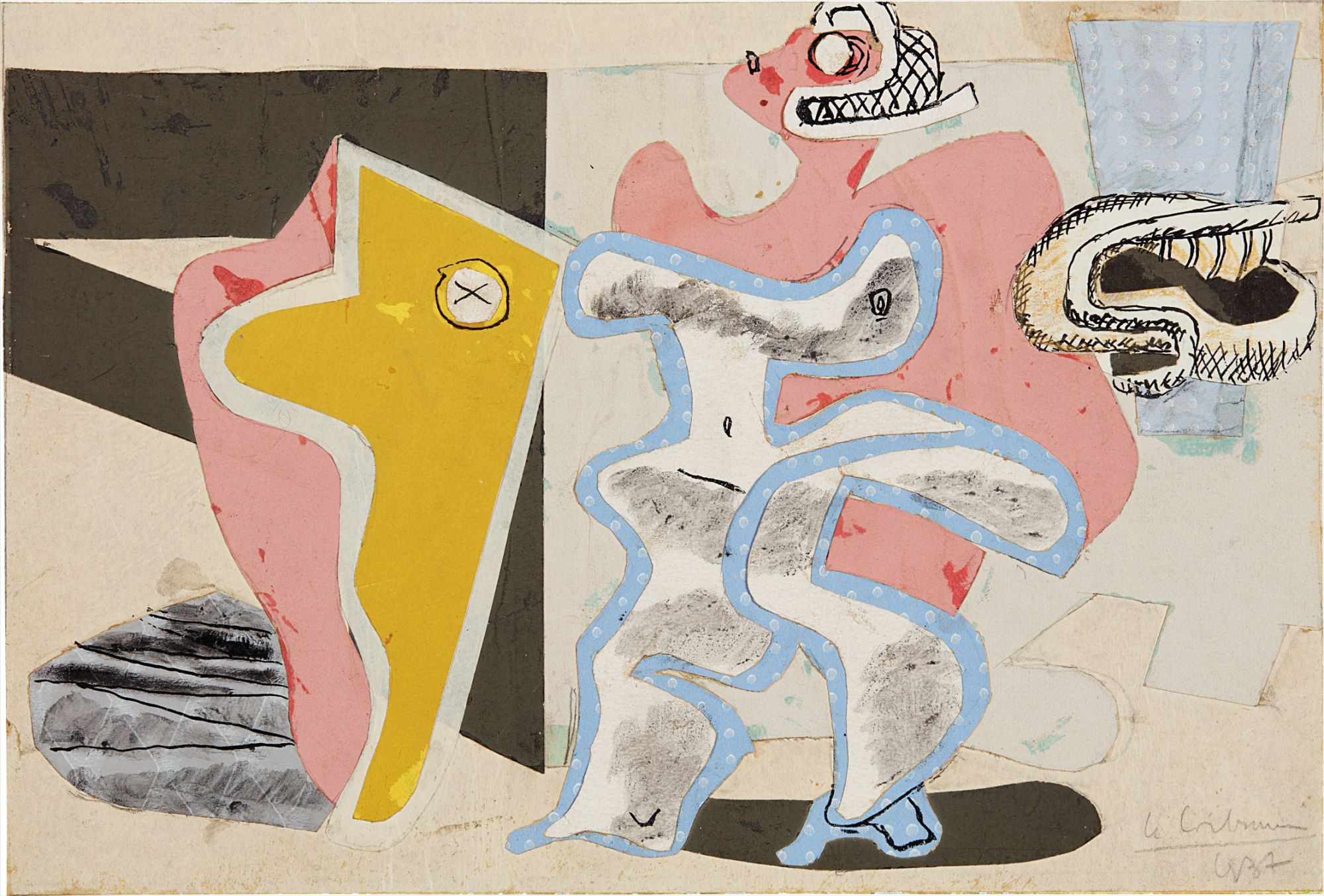 Le Corbusier — Composition from the series Deux figures au tronc d'arbre jaune