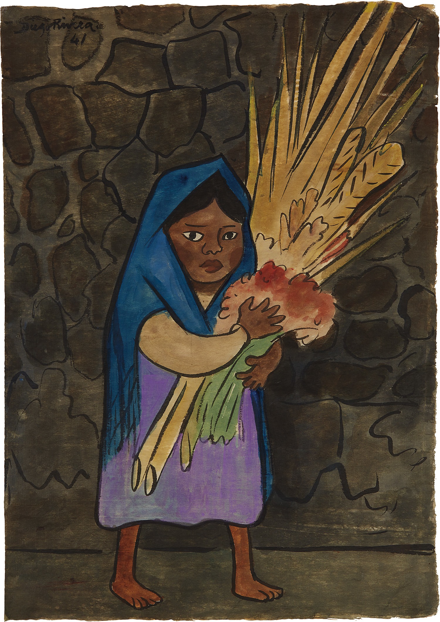 Diego Rivera — Girl Holding Flowers