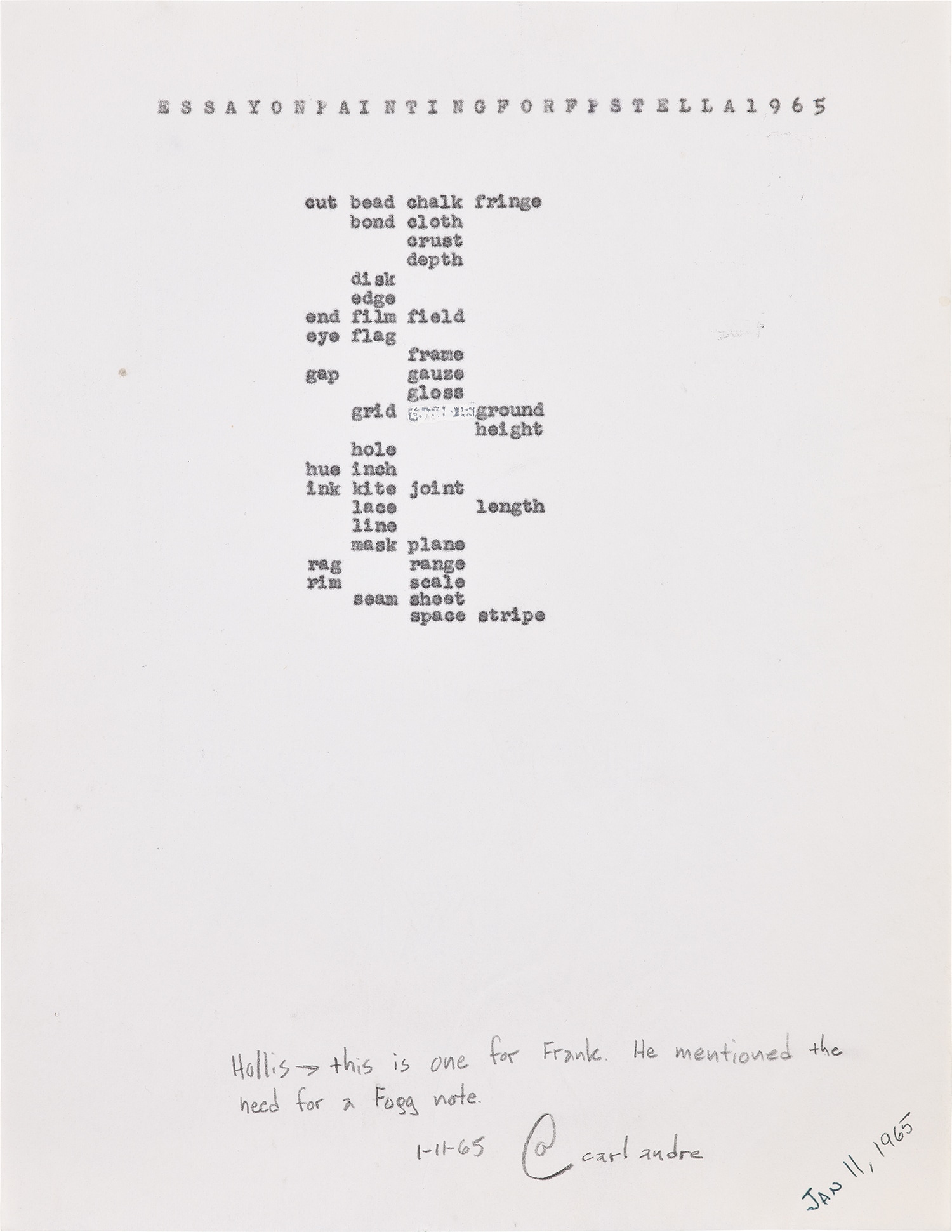 Essay On Painting For F P Stella 1965