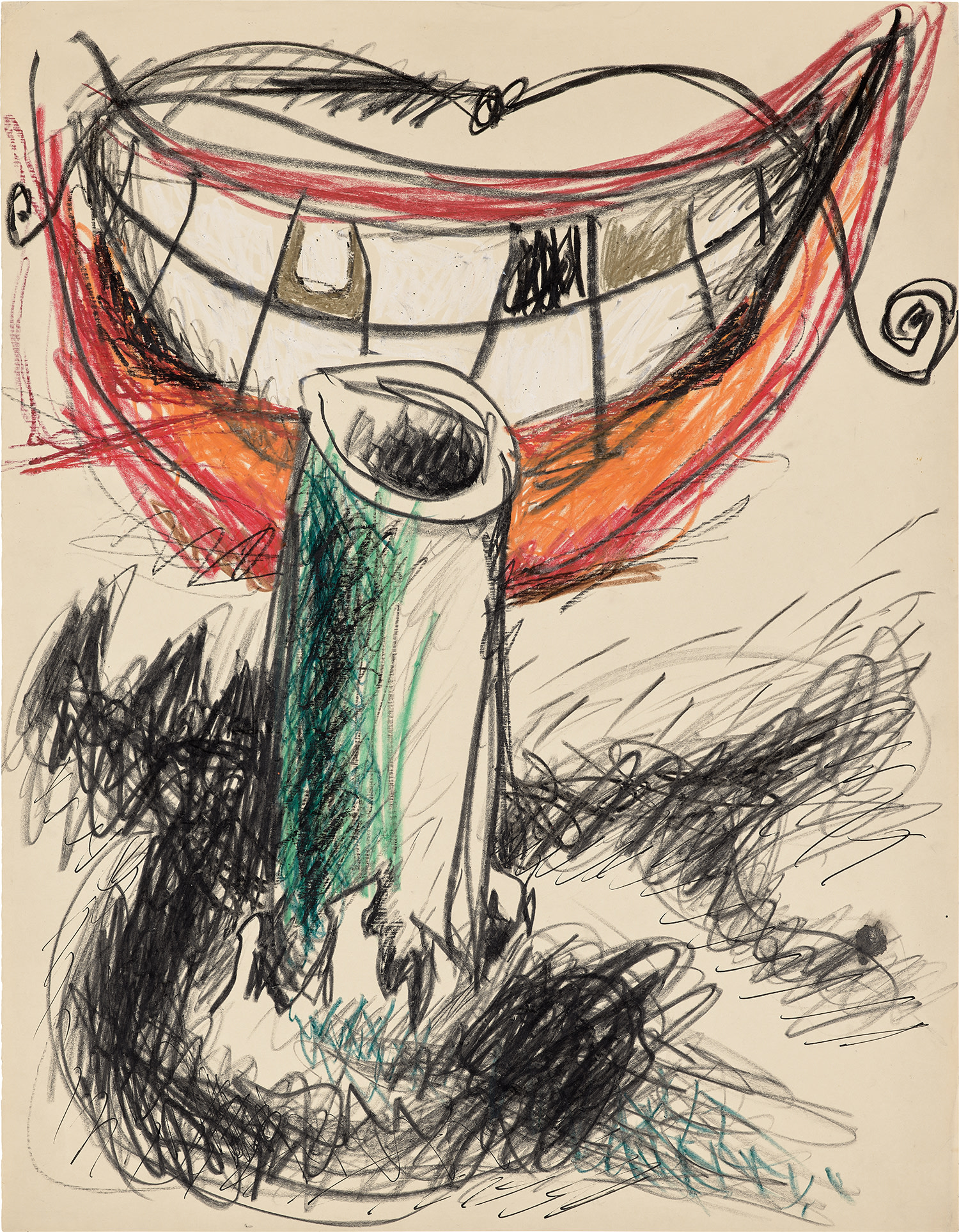 crayon and graphite on paper