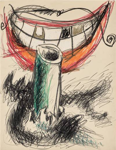 crayon and graphite on paper