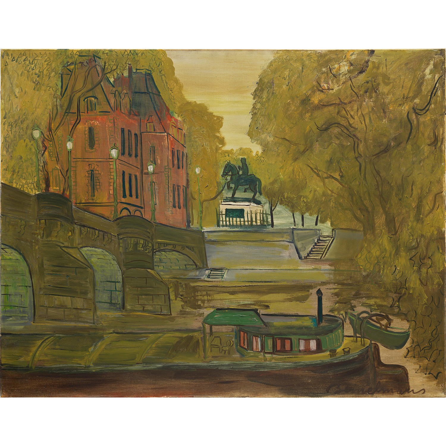 Pont-Neuf, Barge and Statue of "Le Vert-Galant," Paris