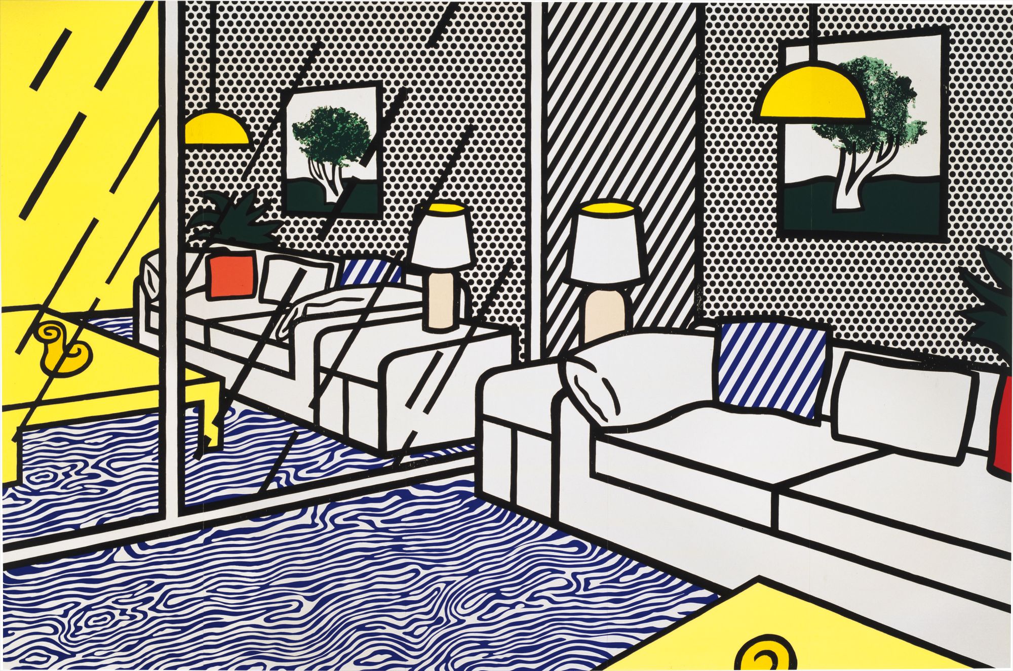 Roy Lichtenstein — Wallpaper with Blue Floor Interior