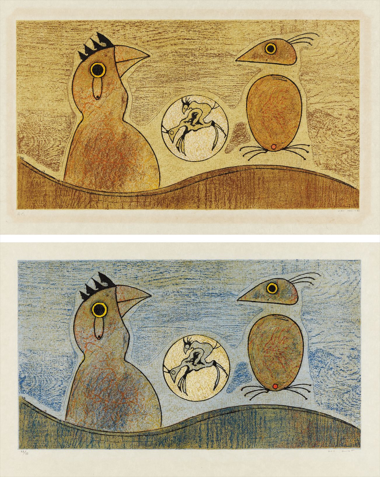 Max Ernst — Zwei Vogel: two plates