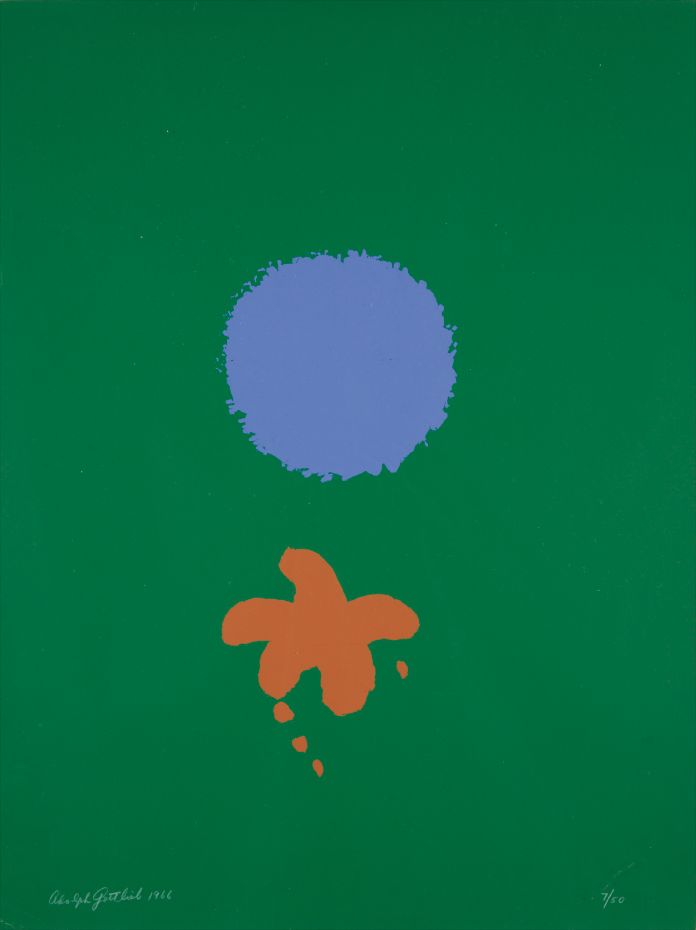 Adolph Gottlieb — Green Ground, Blue Disk
