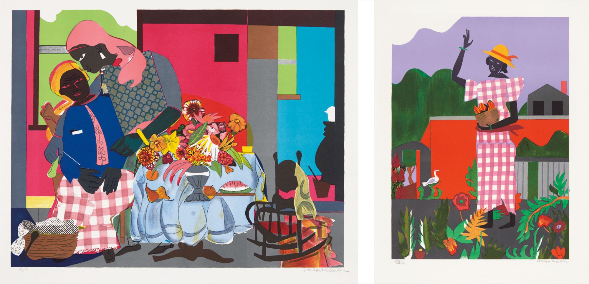 Romare Bearden — Girl in the Garden; and Morning