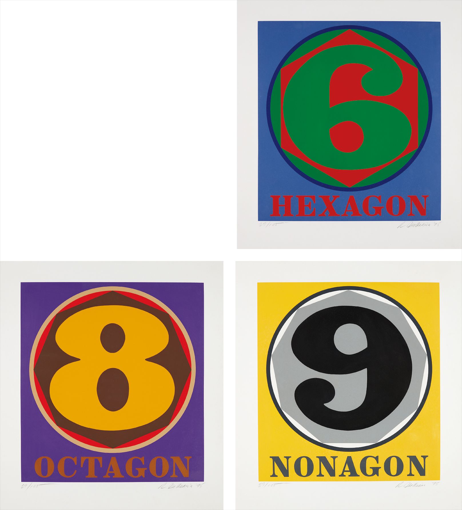 Robert Indiana — Polygons: Hexagon; Octogon; and Nonagon