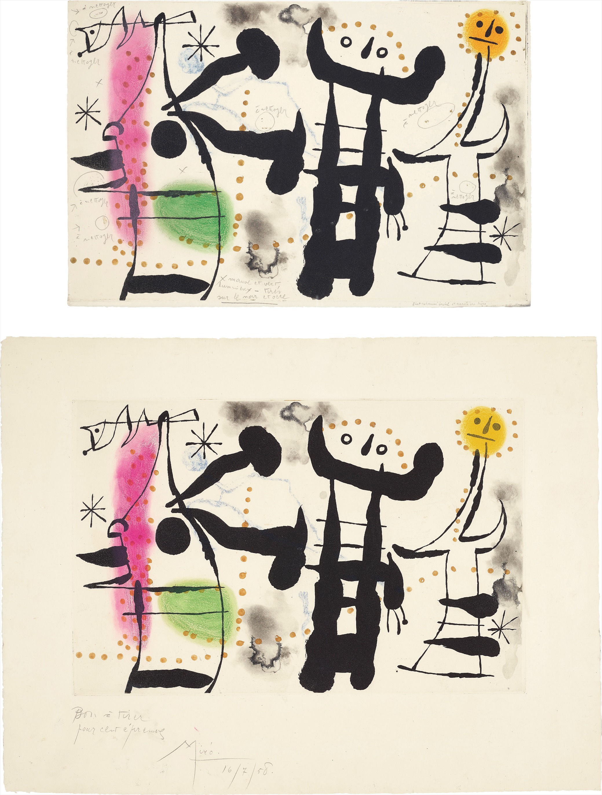 Joan Miró — Les philosophes II (The Philosophers II): two impessions