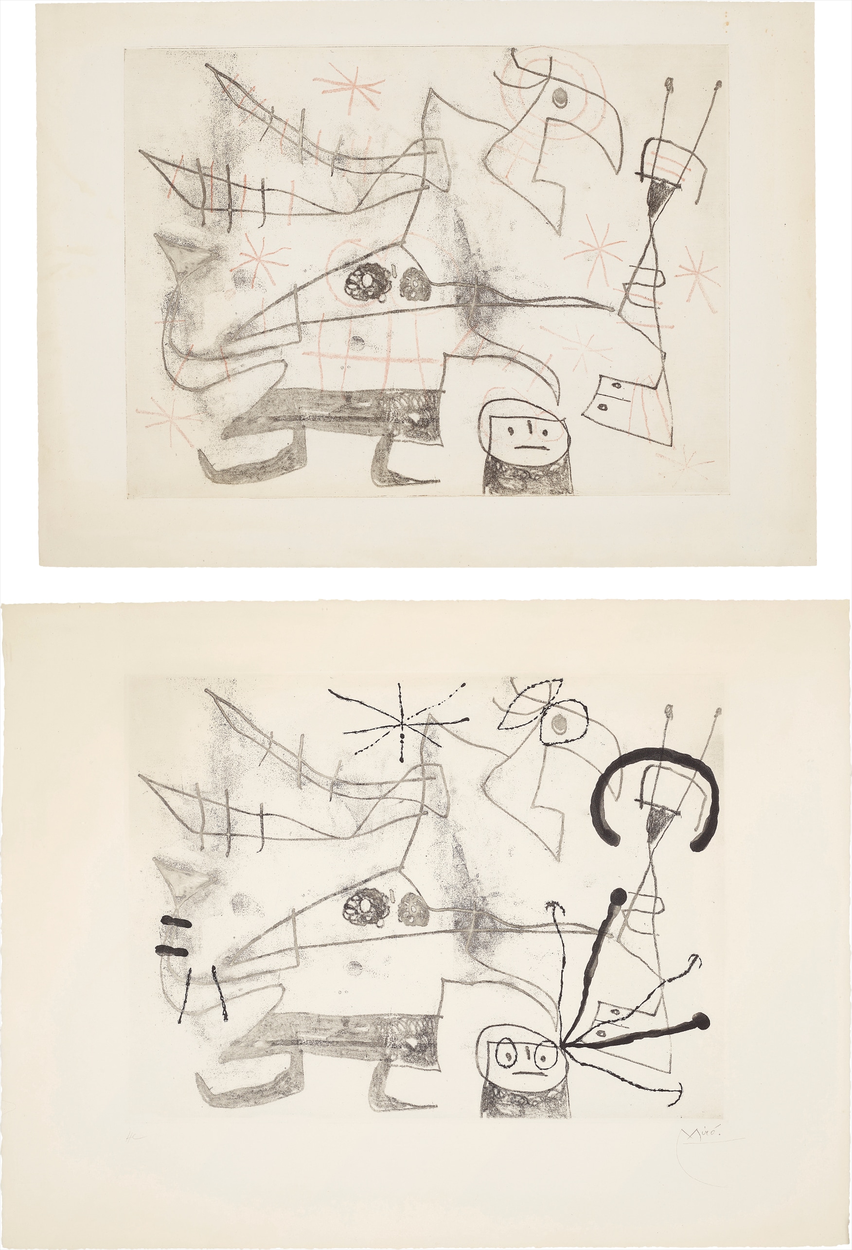 Joan Miró — Femme-oiseau I: two impressions