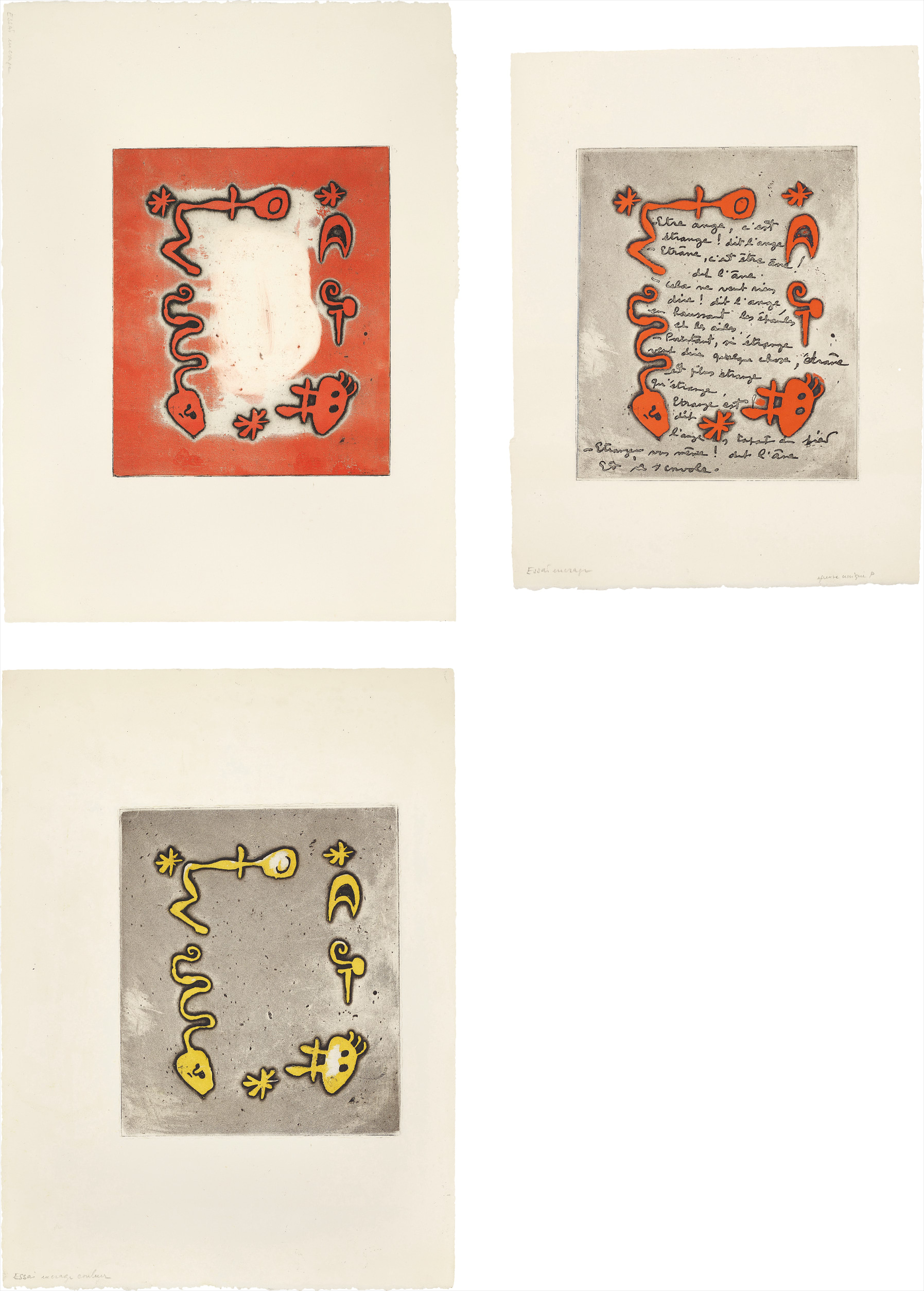 Joan Miró — Ruthven Todd Album, Poem for Diane Bouchard: three impressions