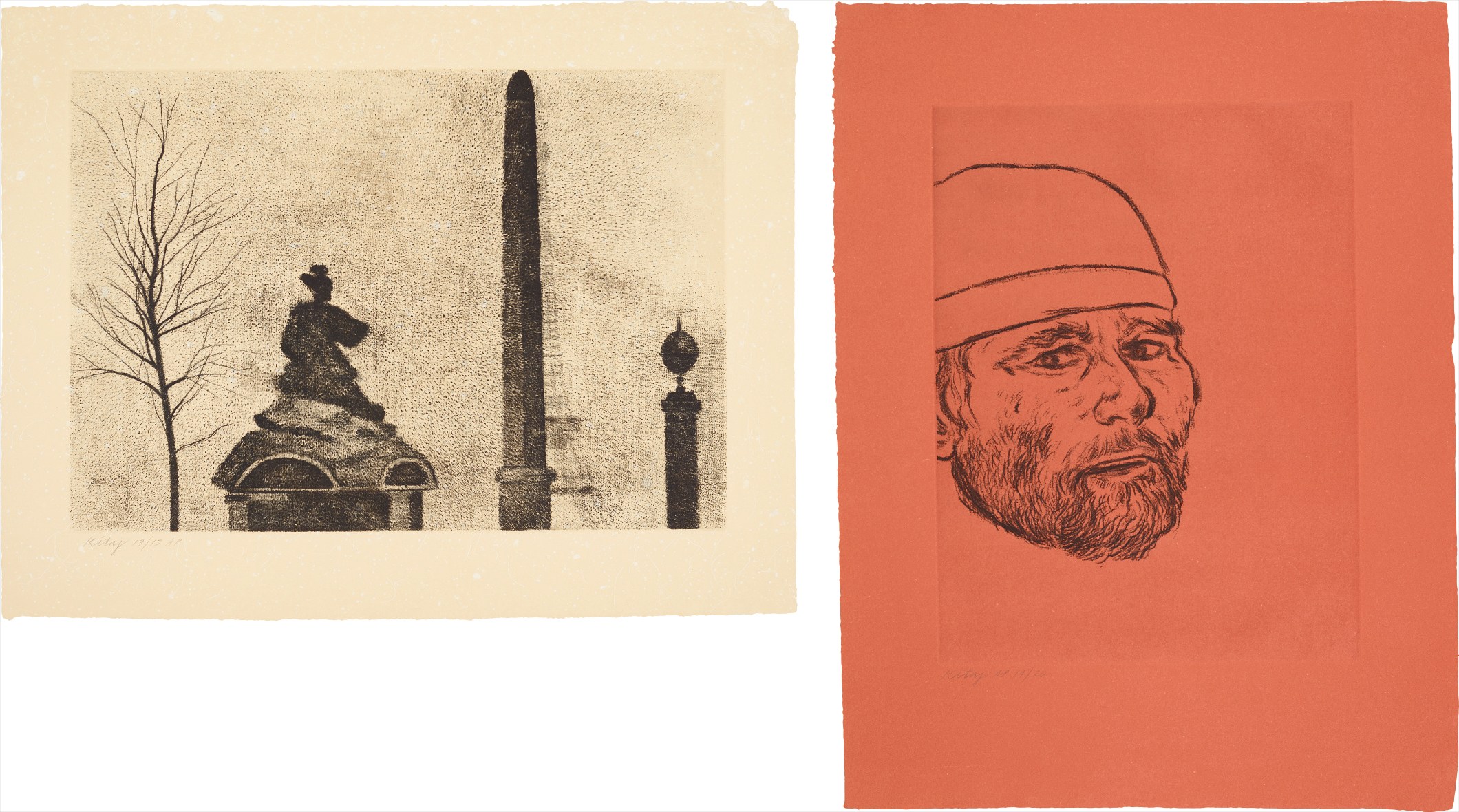 R.B. Kitaj — Place de la concorde; and Self portrait (After Matteo)