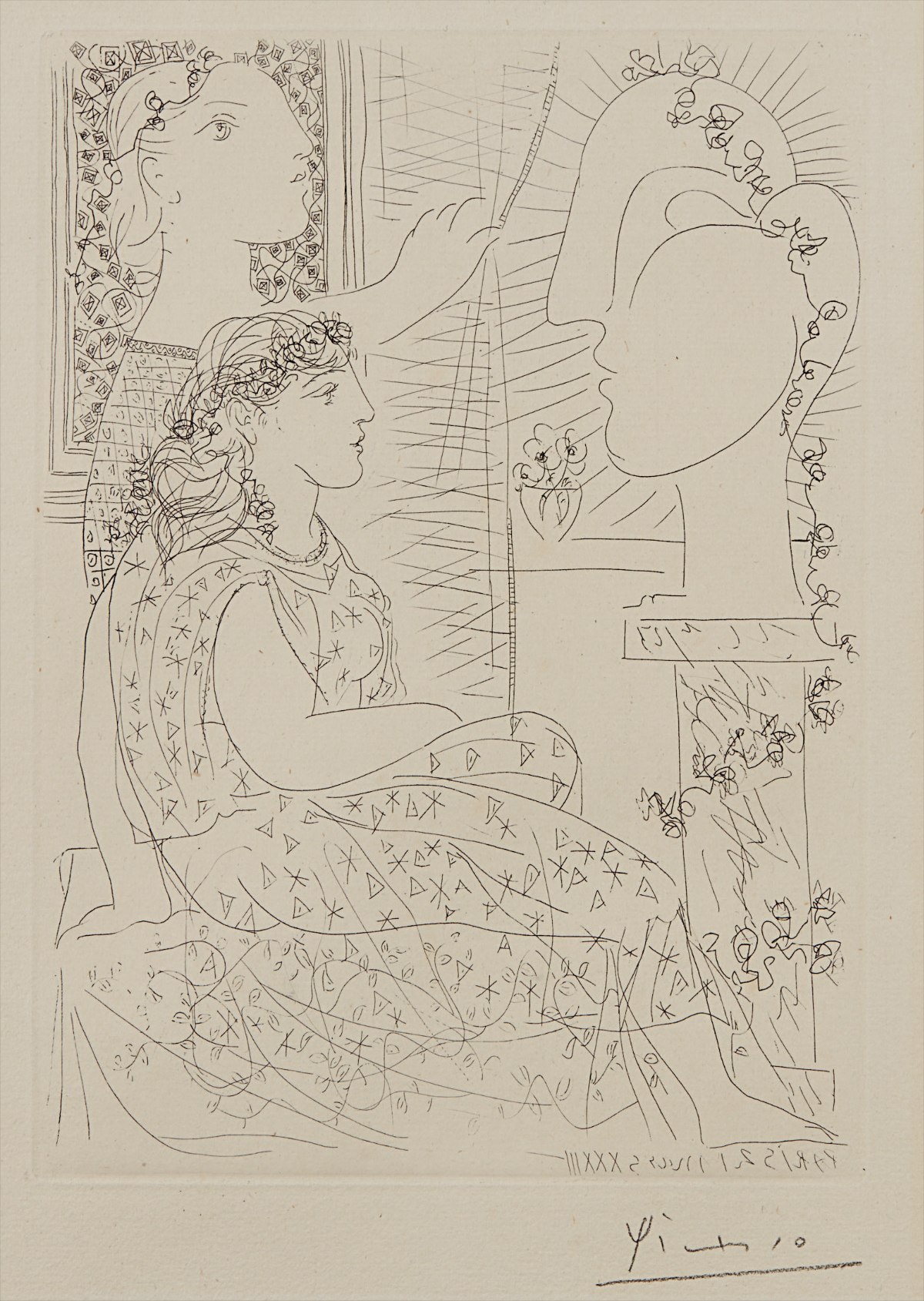 Pablo Picasso — Deux modèles vêtus (Two Dressed Models), plate 42, from La suite Vollard