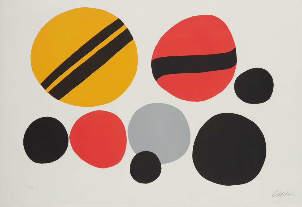 Alexander Calder — Chevrons noir sur rouge et jaune