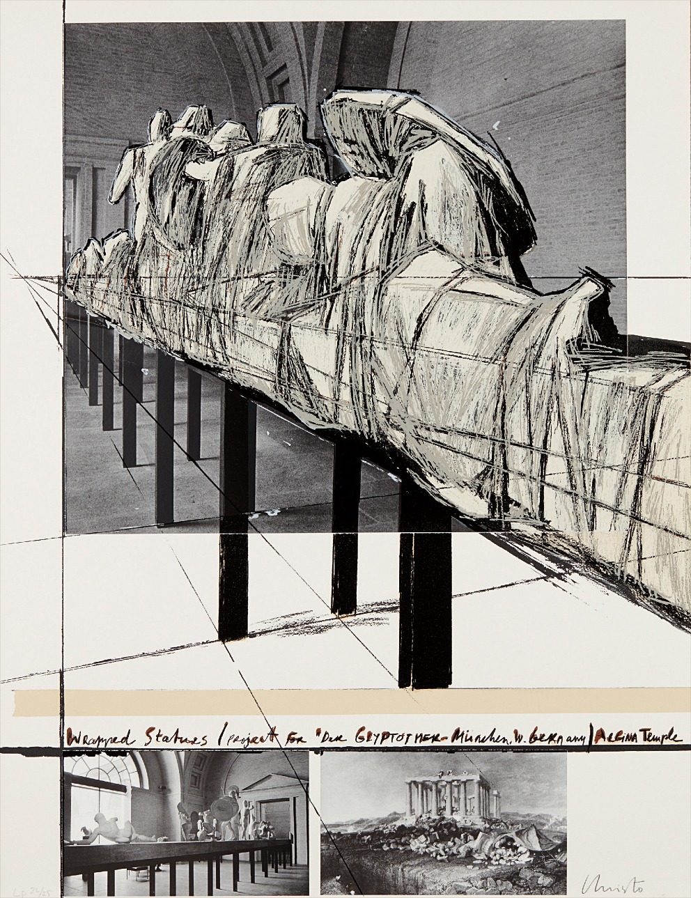 Christo — Wrapped statues, Project for Die Glyptothek, München